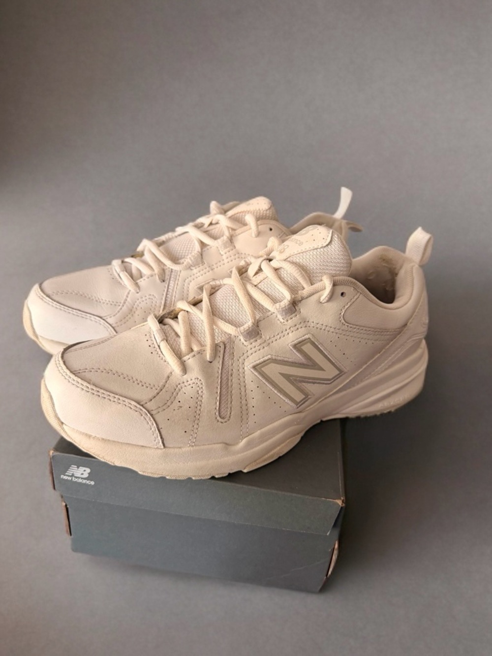 New Balance Neutral-Tone Lace-Up Sneakers in Beige (White color)